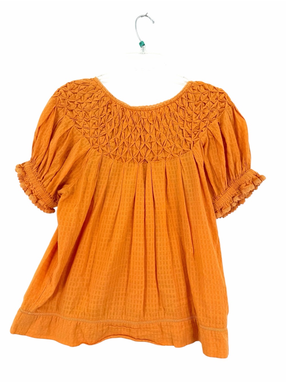 Sundance Orange Smocked Yoke Peasant Top